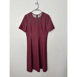 COS Burgandy Midi Short Sleeve Dress Size EUR Medium